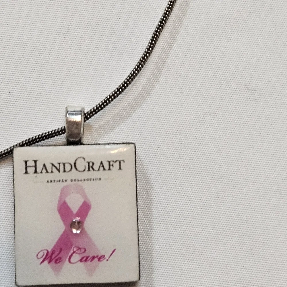 Artisan Breast Cancer Awareness Scrabble Tile Necklace - Picture 14 of 17